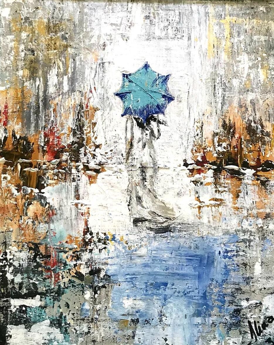 ArteDiAlina.com painting: Blue Umbrella